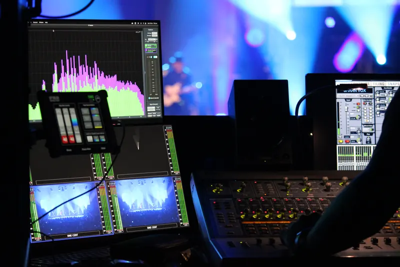 Front of house mixing desk during the show